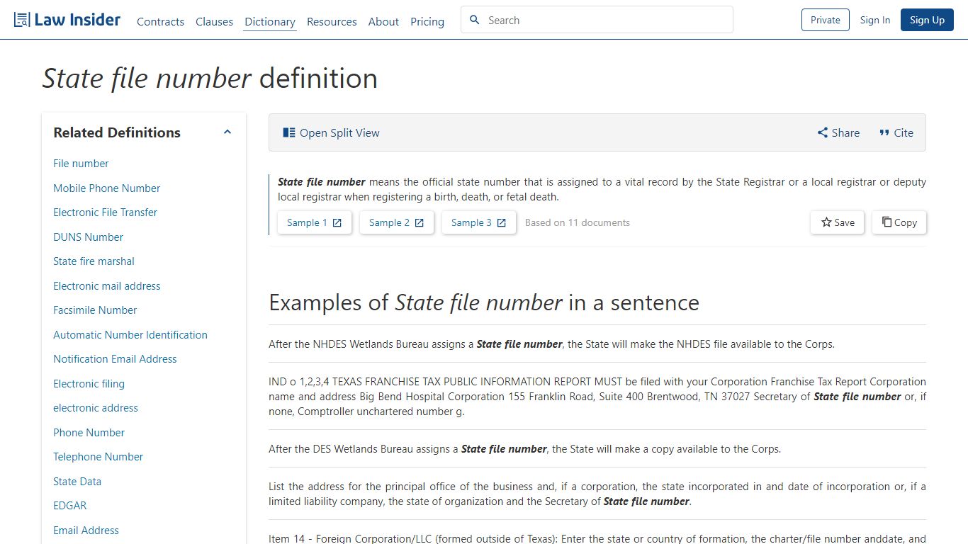 State file number Definition | Law Insider