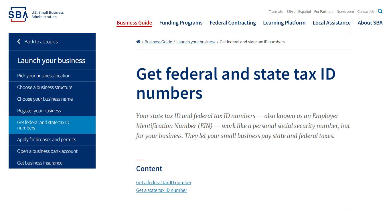 Get federal and state tax ID numbers
