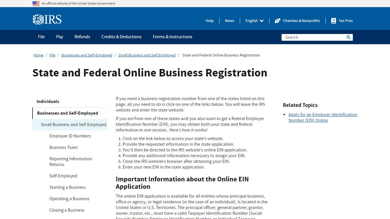 State and Federal Online Business Registration